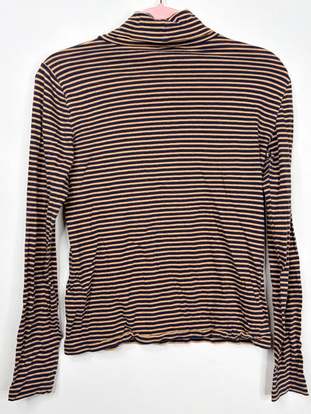 2/$30 J. Crew Tissue Turtleneck T-shirt in Navy Camel Stripe Small #A3034 - Picture 4 of 8